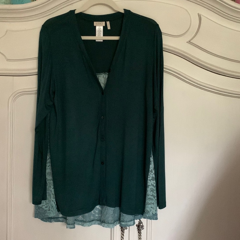 LOGO lace backed cardigan